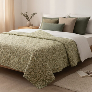 Boutis feuillage vert - 140x180cm - A.U Maison - Mondial Tissus - Publicité Boutis feuillage vert - 140x180cm - A.U Maison - Mondial Tissus - Publicité