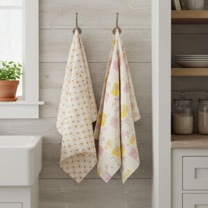 Lot de 2 torchons palmiers multicolore 50x70cm - MT - Mondial Tissus - Publicité Lot de 2 torchons palmiers multicolore 50x70cm - MT - Mondial Tissus - Publicité