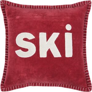 Coussin de montagne carré rouge "Ski" 40x40cm - MT - Mondial Tissus - Publicité Coussin de montagne carré rouge "Ski" 40x40cm - MT - Mondial Tissus - Publicité