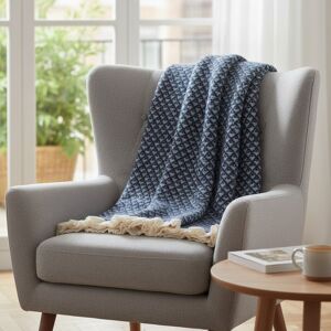 Plaid petit géométrique bleu 130x170cm - MT - Mondial Tissus - Publicité Plaid petit géométrique bleu 130x170cm - MT - Mondial Tissus - Publicité