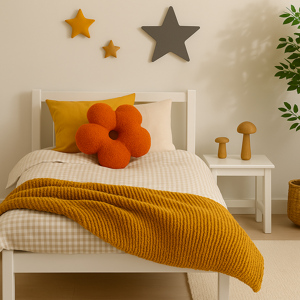 Coussin forme fleur orange 40 cm - MT - Mondial Tissus - Publicité Coussin forme fleur orange 40 cm - MT - Mondial Tissus - Publicité
