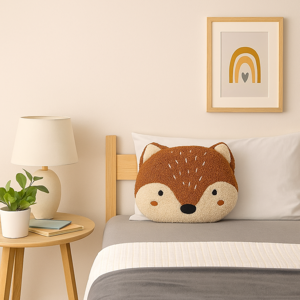 Coussin forme Balthazar le renard marron - MT - Mondial Tissus - Publicité Coussin forme Balthazar le renard marron - MT - Mondial Tissus - Publicité