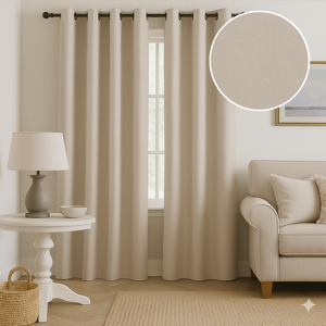 Rideau occultant nankin greige Autriche 140x250cm - MT - Mondial Tissus - Publicité Rideau occultant nankin greige Autriche 140x250cm - MT - Mondial Tissus - Publicité