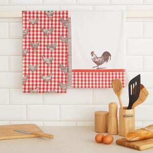 Lot de 2 torchons poulpette vichy rouge 50x70cm - MT - Mondial Tissus - Publicité Lot de 2 torchons poulpette vichy rouge 50x70cm - MT - Mondial Tissus - Publicité