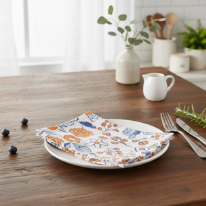 Lot de 4 serviettes petit dejeuner - MT - Mondial Tissus - Publicité Lot de 4 serviettes petit dejeuner - MT - Mondial Tissus - Publicité