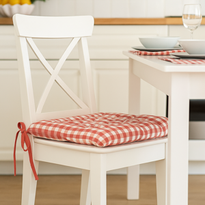 Galette de chaise poulpette vichy rouge 40x40cm - MT - Mondial Tissus - Publicité Galette de chaise poulpette vichy rouge 40x40cm - MT - Mondial Tissus - Publicité
