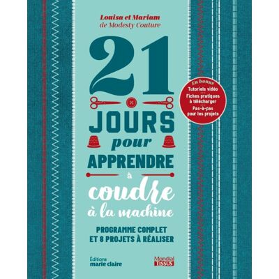 Livre 21 jours pour apprendre a coudre - MT - Mondial Tissus - Publicité Livre 21 jours pour apprendre a coudre - MT - Mondial Tissus - Publicité