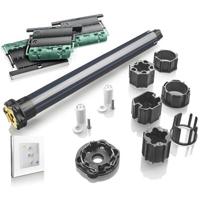 Kit moteur sans fil Somfy Oximo io pour volets roulants - Portes-fenêtres - Publicité Kit moteur sans fil Somfy Oximo io pour volets roulants - Portes-fenêtres - Publicité
