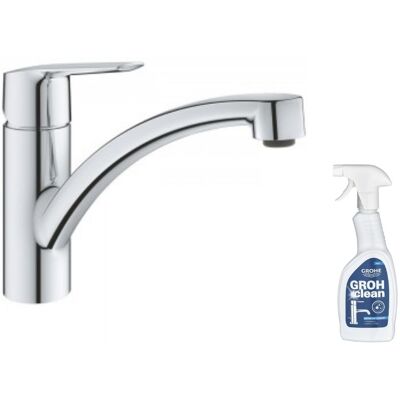 Robinet de cuisine monocommande bec bas GROHE Start 2021 + nettoyant GrohClean - Publicité Robinet de cuisine monocommande bec bas GROHE Start 2021 + nettoyant GrohClean - Publicité