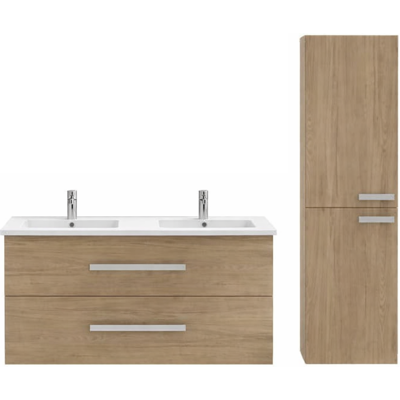 Meuble salle de bain double vasque Jacob Delafon Ola Up 120cm - Chêne - Publicité Meuble salle de bain double vasque Jacob Delafon Ola Up 120cm - Chêne - Publicité
