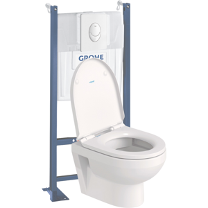 Pack WC suspendu sans bride compact DURAVIT Duravit No.1 + bâti support GROHE Rapid SL Projet + abattant + plaque blanc - Publicité Pack WC suspendu sans bride compact DURAVIT Duravit No.1 + bâti support GROHE Rapid SL Projet + abattant + plaque blanc - Publicité