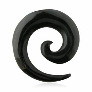 Piercing Street Piercing Ecarteur Organique Oreille Spirale Bois de Buffle - Noir