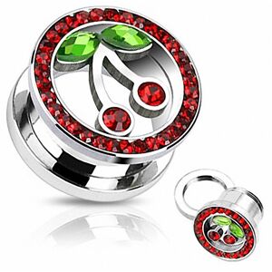 Piercing Street Piercing Tunnel Cerise Strass - Argente