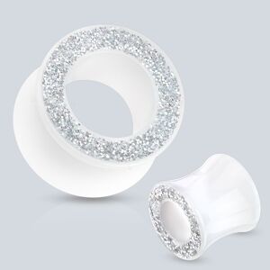 Piercing Street Piercing tunnel acrylique blanc paillettes - Blanc