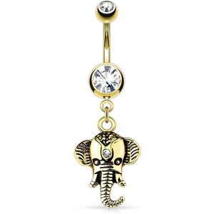 Piercing Street Piercing nombril plaque or pendentif elephant - Dore