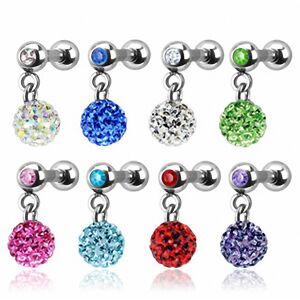 Piercing Street Piercing oreille Cartilage Tragus Boule Crystal Ferido - Argente