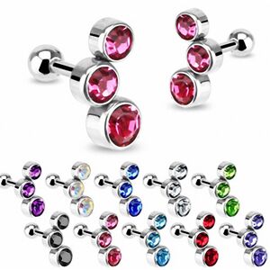 Piercing Street Piercing oreille Cartilage Tragus Triple Gemmes Bulles - Argente