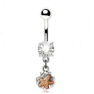 Piercing Street Piercing nombril etoile de mer coquillage - Argente