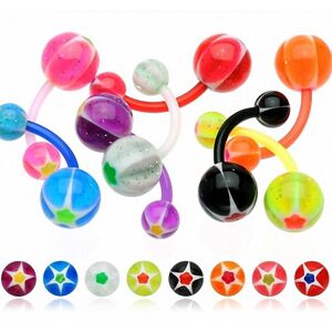 Piercing Street Lot de 8 piercing nombril bioflex etoile paillettes - Multicolore