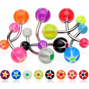 Piercing Street Lot de 8 piercing nombril acier etoile paillettes -