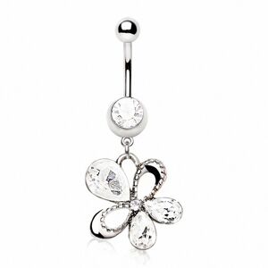 Piercing Street Piercing nombril avec pendentif fleur - Argente