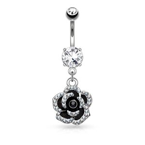 Piercing Street Piercing nombril fleur noire - Argente