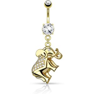 Piercing Street Piercing nombril elephant pave de strass plaque or - Dore