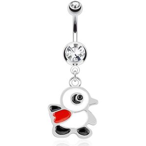 Piercing Street Piercing nombril pingouin echarpe rouge - Argente