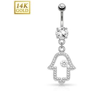 Piercing Street Piercing nombril Or blanc 14 carats Main de fatma - Argente