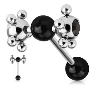 Piercing Street Piercing langue multi billes noir - Argente