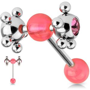 Piercing Street Piercing langue multi billes rose - Argente