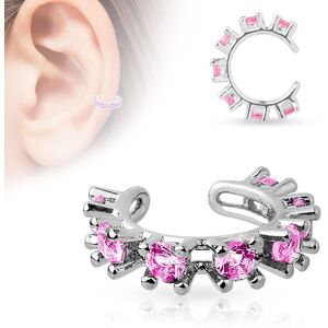 Piercing Street Faux piercing oreille manchette strass rose - Argente