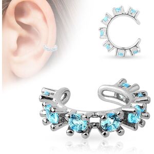 Piercing Street Faux piercing oreille manchette strass turquoise - Argente