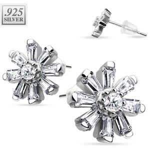 Piercing Street Paire boucles d'oreille argent fleur 8 petales - Argente