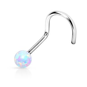 Piercing Street Piercing nez tige tire-bouchon opale blanche - Argente