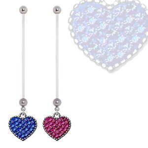 Piercing Street Piercing nombril de grossesse coeur de crystal - Argente