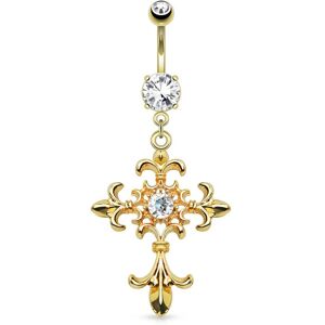 Piercing Street Piercing nombril plaque or croix fleur de lys - Dore