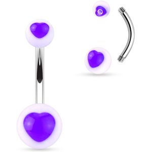 Piercing Street Piercing nombril acrylique c½ur violet - Blanc