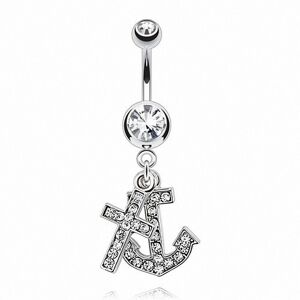 Piercing Street Piercing nombril croix et ancre marine blanc - Argente