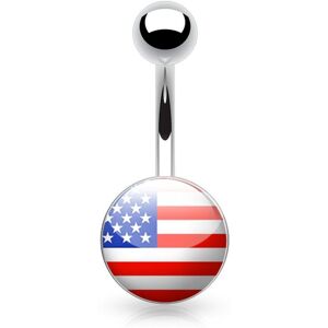 Piercing Street Piercing nombril logo drapeau americain - Argente