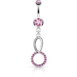 Piercing Street Piercing nombril cercle cristaux roses - Argente