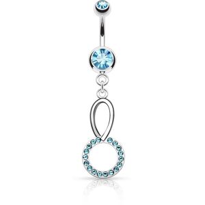 Piercing Street Piercing nombril cercle cristaux turquoises - Argente