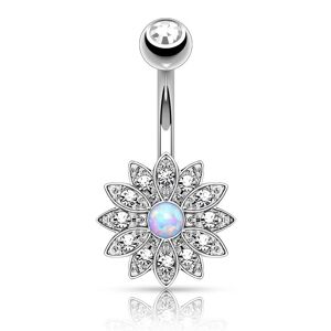 Piercing Street Piercing nombril petite fleur opale argente - Argente