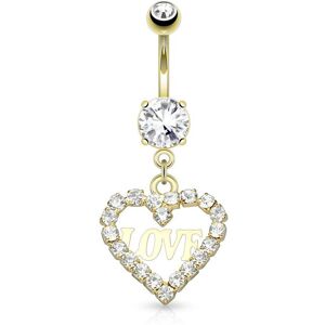 Piercing Street Piercing nombril pendentif c½ur et love plaque or - Dore