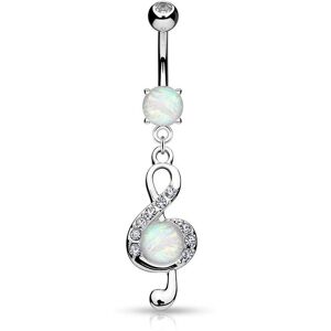 Piercing Street Piercing nombril clef de sol opale - Argente