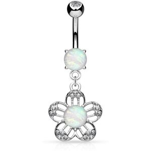 Piercing Street Piercing nombril fleur opale - Argente