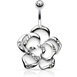 Piercing Street Piercing nombril fleur blanche - Argente