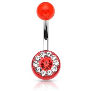 Piercing Street Piercing nombril acrylique gemmes rouge - Argente