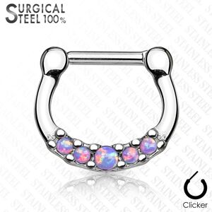 Piercing Street Piercing septum acier chirurgical cinq opales violet - Argente