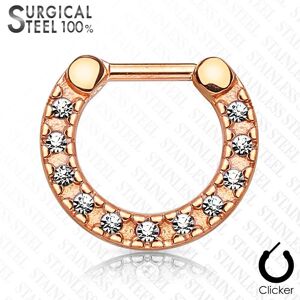 Piercing Street Piercing septum acier chirurgical or rose pave de cristaux - Or Rose